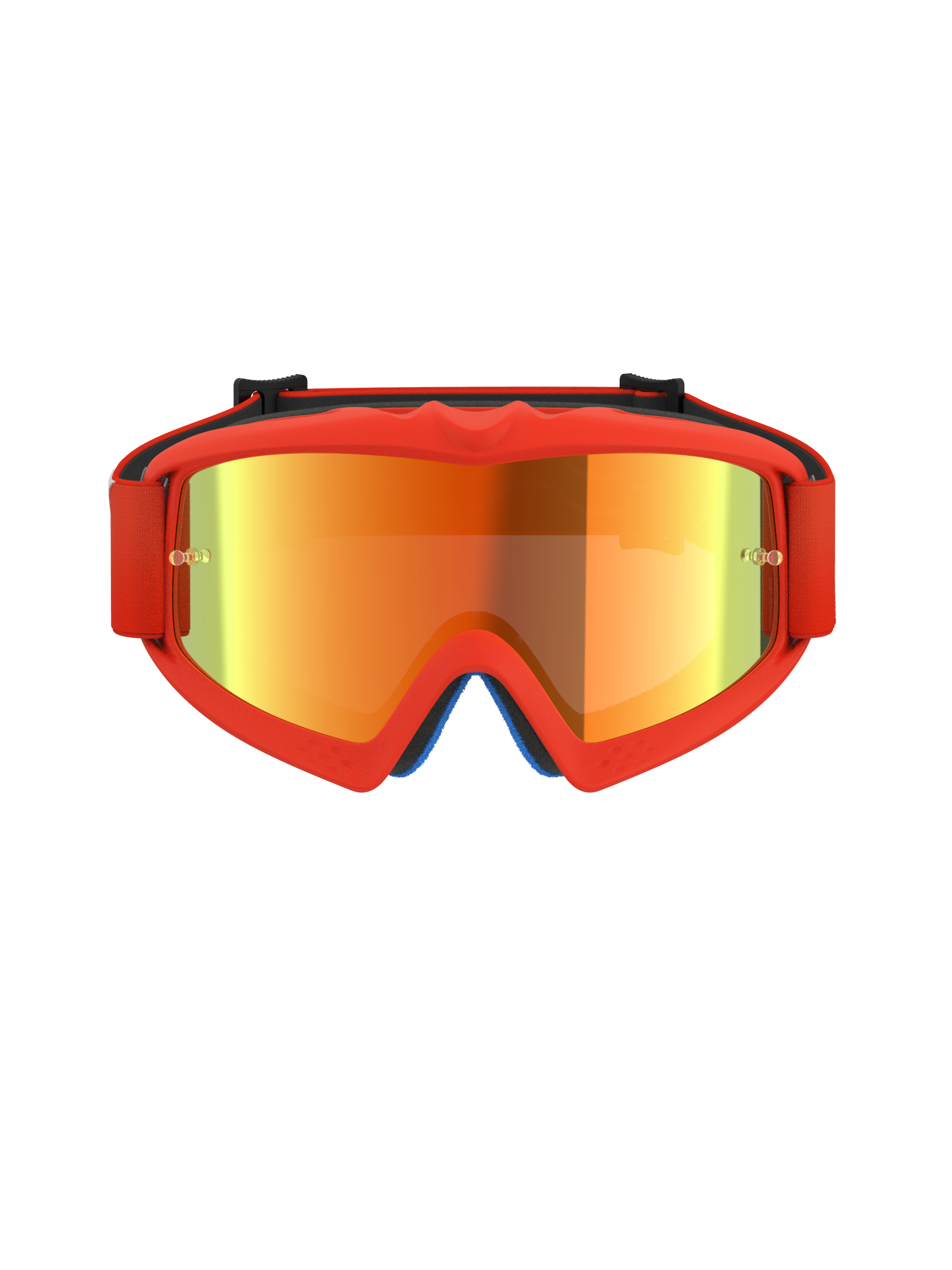 Alpinestars Vision Youth Corp Briller, motocross-briller, orange og rød spejleffekt, med en klar orange urethanramme, spejlreflekslinse og matchende orange rem, designet til unge kørere og off-road racing