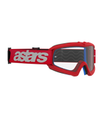 Alpinestars Vision Youth Blaze Goggles, motocross-briller, rød og klar, rød rem med hvidt astars-logo, racerbriller specifikt til unge med anti-dug polycarbonat-linse