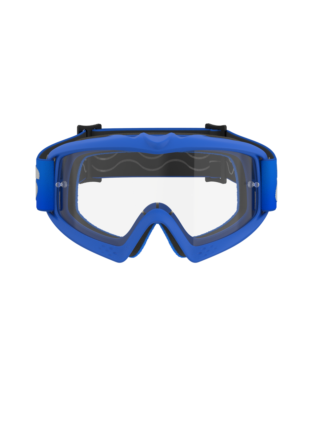 Alpinestars Vision Youth Blaze Goggles, motocross-briller til unge, blå ramme med klar linse, fleksibel blå A-FLEX ramme, antidug-polycarbonatlinse med tear-off stolper, matchende blå vævet rem, designet til unge kørere og off-road racing