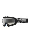 Alpinestars Vision Youth Atrox Goggles, youth motocross eyewear in black and silver with a silver mirror lens and woven strap.