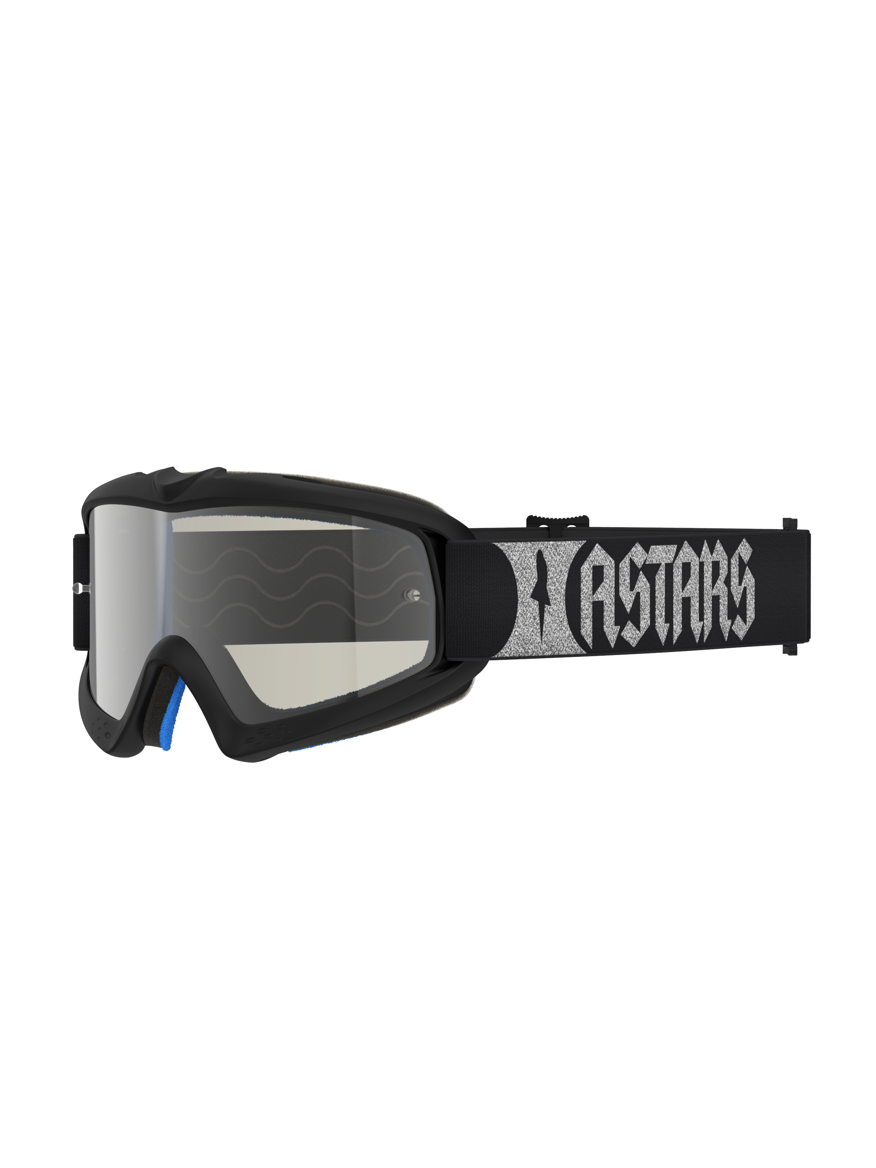 Alpinestars Vision Atrox Goggles Ungdom, motocrossgoggles, sort og sølv, spejllinse med anti-dug, rem med sølvfarvet logo