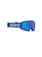 Alpinestars Vision Youth Blaze Goggles, motocross-briller, Blue Mirror Blue, livlig blå ramme med spejllinse, bred blå rem med lysegråt 'astars'-logo, højtydende øjenbeskyttelse til unge off-road-kørere