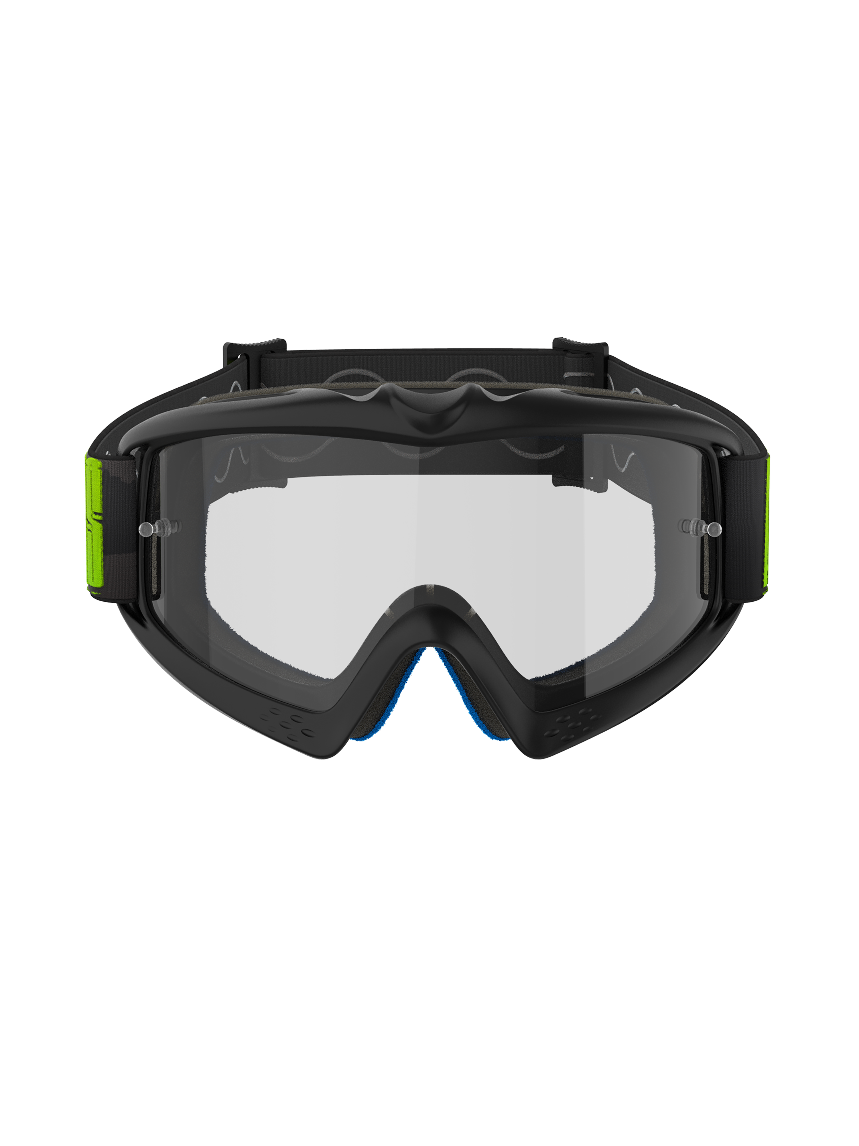 Alpinestars Vision Youth Hollow goggles, motocross-briller, koksgrå og fluoriserende gul, klar anti-dug linse med tear-off-stolper, sort vævet rem med fluoriserende gule detaljer, beskyttende off-road briller til unge ryttere