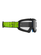 Alpinestars Vision Youth Hollow goggles, motocross-briller, koksgrå og fluorescerende gul, klar linse, sort rem med markant fluorescerende gul Alpinestars-branding, højtydende beskyttelsesbriller til unge ryttere