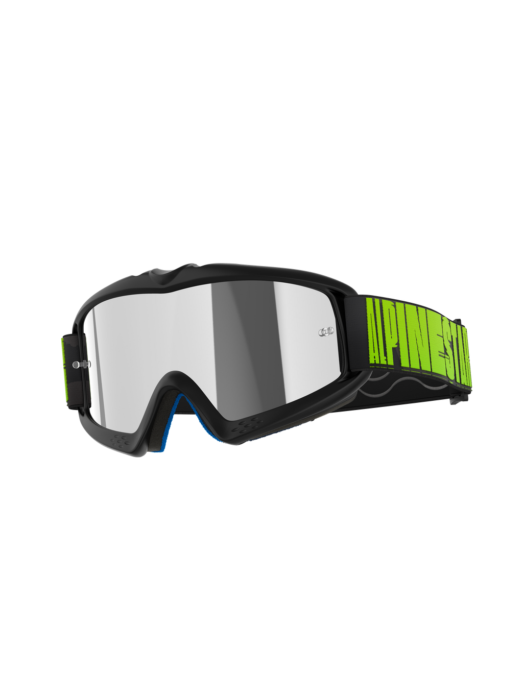 Alpinestars Vision Youth Hollow goggles, motocross-briller til unge, koksgrå og fluo gul, med Mirror Silver-linse, sort rem med iøjnefaldende gul branding, højtydende beskyttelsesbriller til terrænkørsel for unge