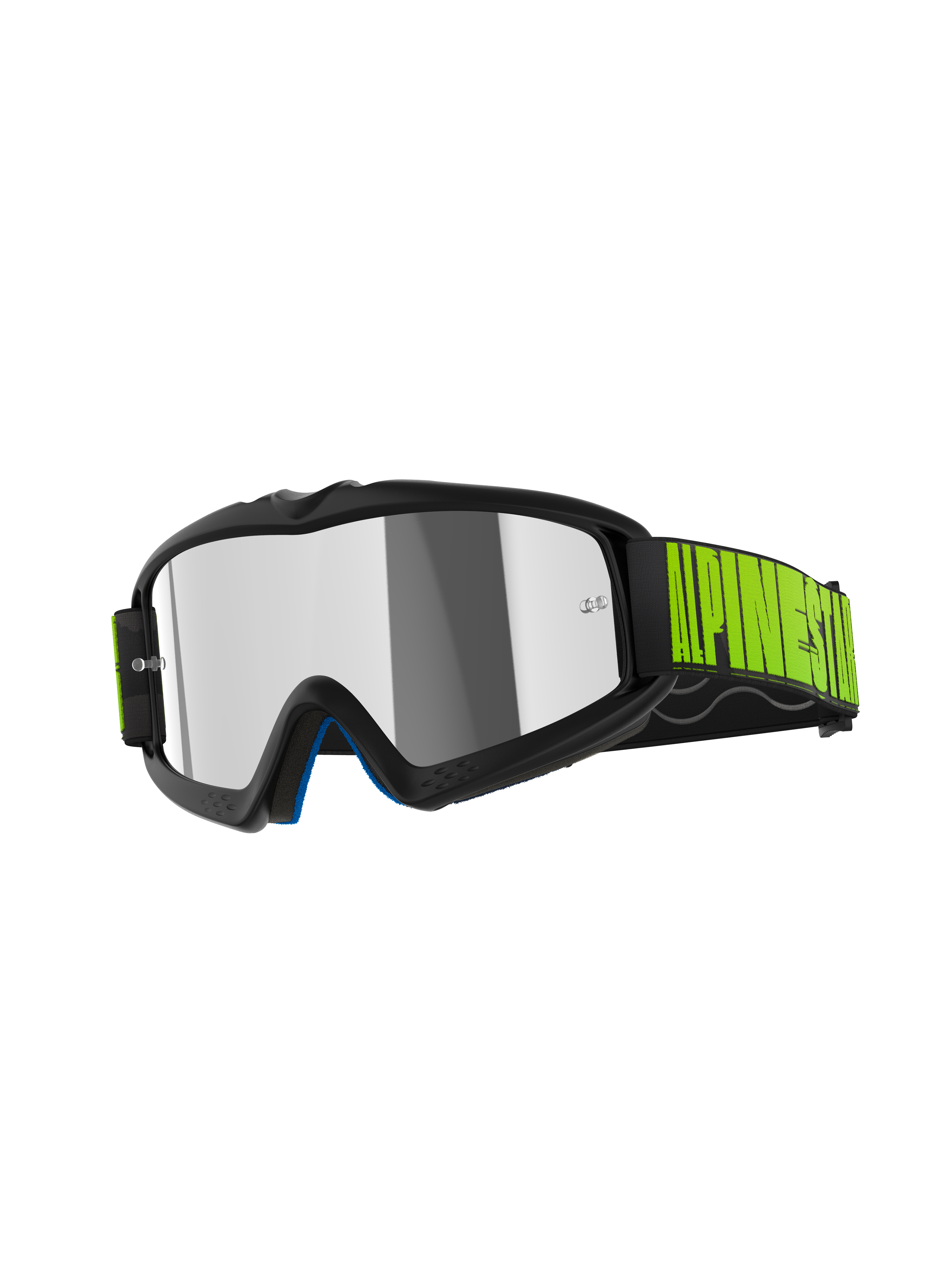 Alpinestars Vision Youth Hollow goggles, motocross-briller til unge, koksgrå og fluo gul, med Mirror Silver-linse, sort rem med iøjnefaldende gul branding, højtydende beskyttelsesbriller til terrænkørsel for unge