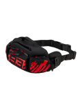Alpinestars MM93 bæltetaske, motorcykel hoftetaske, sort med rød fluo og lysende rød, med stiliseret rødt 93-logo på forsiden, flere opbevaringsrum med lynlås og røde stropper, justerbar sort taljerem med spænde, holdbar tekstilkonstruktion