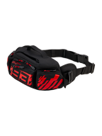 Alpinestars MM93 bæltetaske, motorcykel hoftetaske, sort med rød fluo og lysende rød, med stiliseret rødt 93-logo på forsiden, flere opbevaringsrum med lynlås og røde stropper, justerbar sort taljerem med spænde, holdbar tekstilkonstruktion