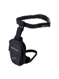 Alpinestars Access lårtaske, sort motorcykel-bentaske, holdbar tekstilkonstruktion med justerbart taljebælte og lårrem, med Alpinestars branding, reflekterende piping og quick-release spænde, ergonomisk design til opbevaring af små nødvendigheder under kørsel