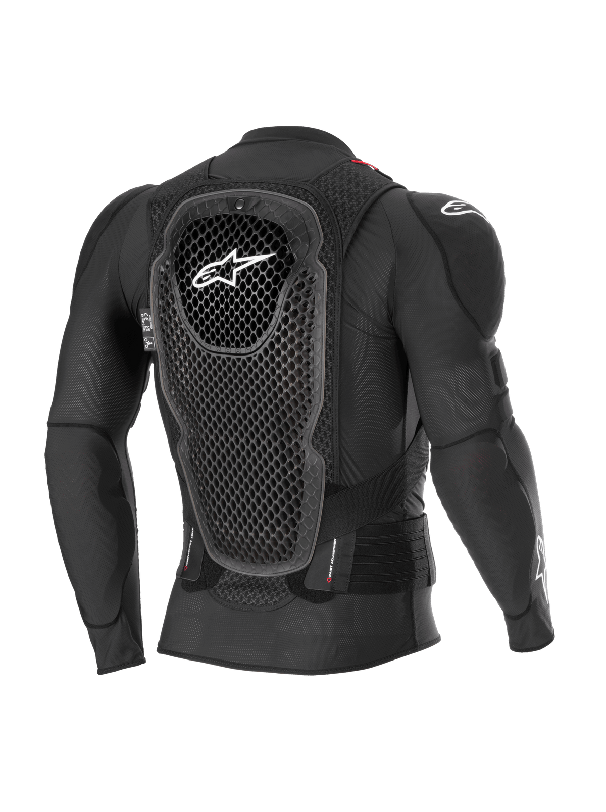 Alpinestars Bionic Pro V3 Plasma beskyttelsesjakke, sort, set bagfra med fokus på Cell Technology-rygbeskytteren, åndbart mesh-chassis og integreret skulderbeskyttelse, motocross kropsbeskyttelsesudstyr