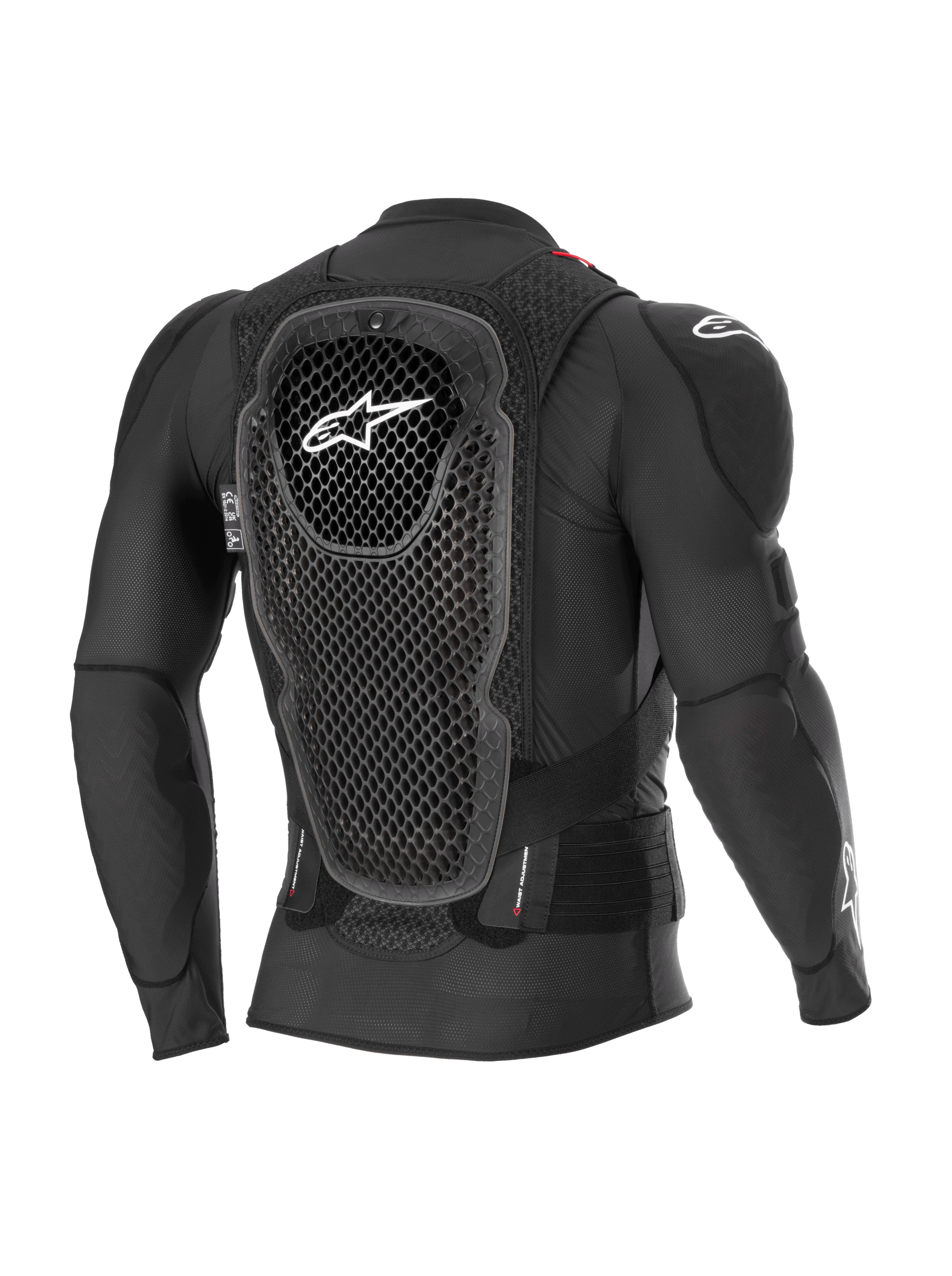 Alpinestars Bionic Pro V3 Plasma beskyttelsesjakke, sort, set bagfra med fokus på Cell Technology-rygbeskytteren, åndbart mesh-chassis og integreret skulderbeskyttelse, motocross kropsbeskyttelsesudstyr