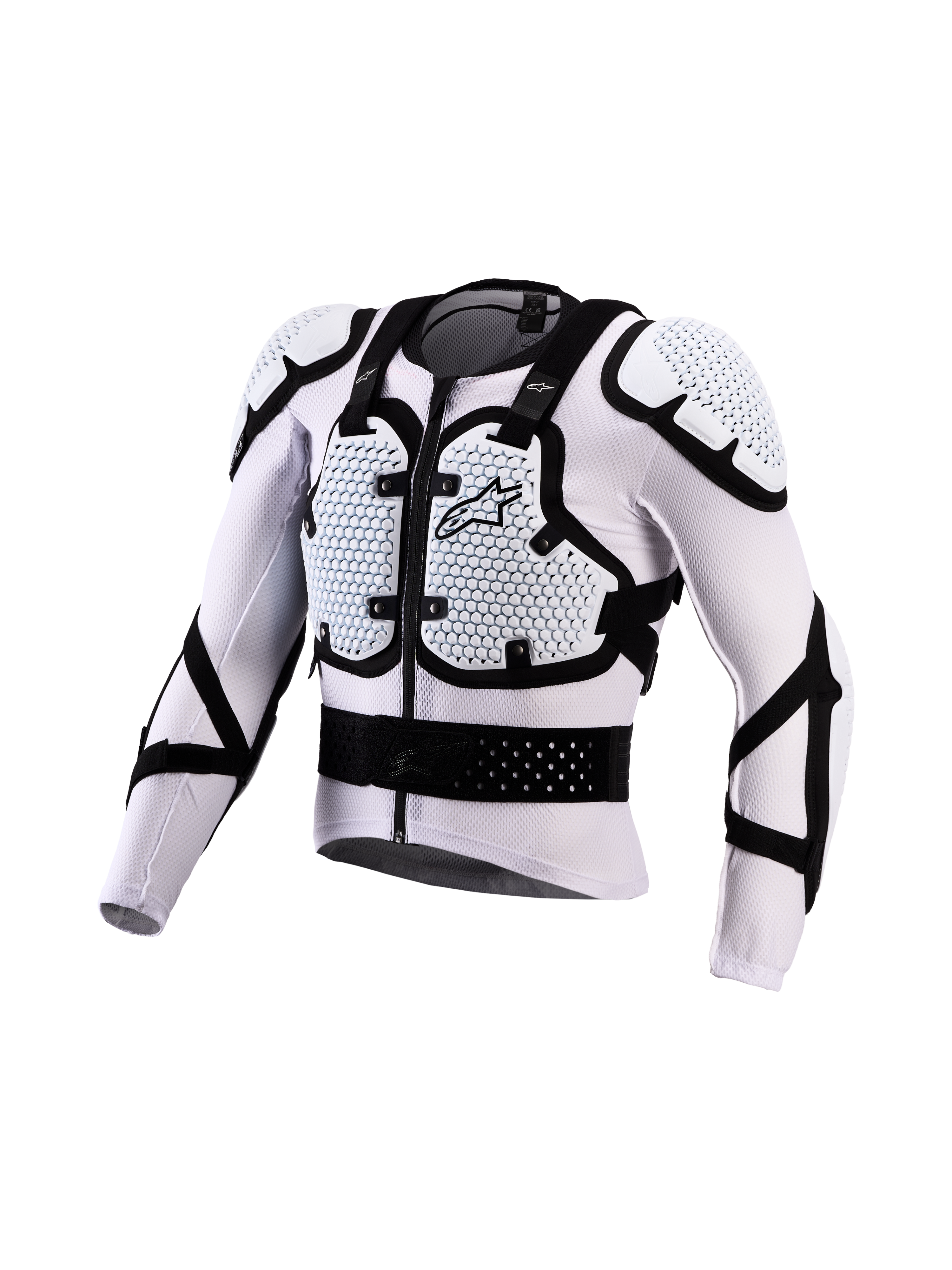 Alpinestars Bionic Action V3 Protection Jacket, white and black motocross armor with breathable mesh and A-Morph tech.