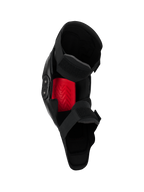 Alpinestars SX-1 Plasma knæbeskytter, motocross knæbeskytter, sort og rød, indvendig visning der fremhæver det røde Nucleon PLASMA-indlæg og det dobbelte strop-lukkesystem, designet til off-road kørsel