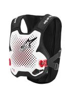 Alpinestars Tech-Air® MX System, motocross airbagbeskyttelsesvest i hvid og sort, med CE-certificeret beskyttelse, integreret Nucleon PLASMA rygbeskytter og åndbar stretch-meshkonstruktion