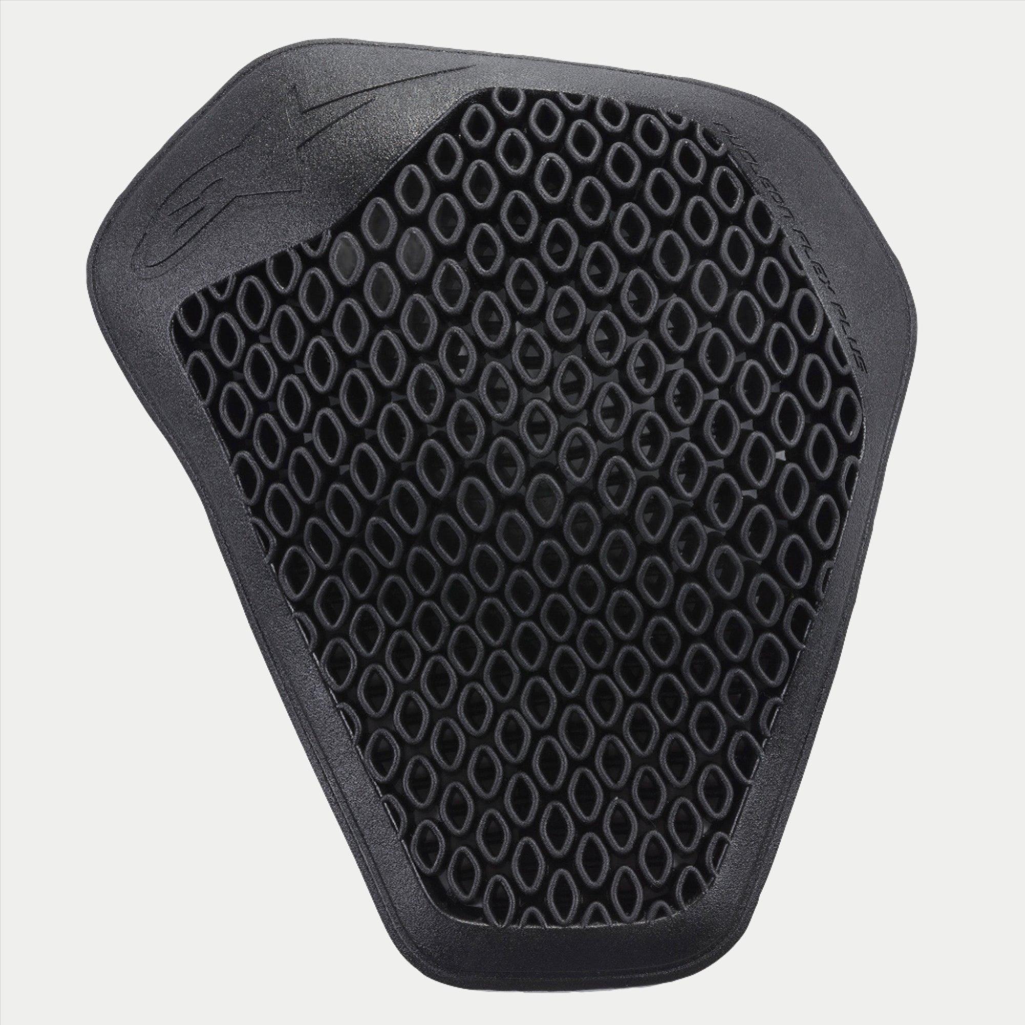 Alpinestars Nucleon Flex Plus skulderbeskytter, sort, motorcykelbeskyttelsesindsats med en perforeret åben cellestruktur i bikubemønster, fleksibelt og ergonomisk design til stødabsorbering