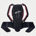 Alpinestars Nucleon KR-2 rygbeskytter, Black Smoke Red, leddelt rygsøjlebeskyttelse med hvidt stjernelogo, røde bikage-sidepaneler, justerbare skulderstropper og bredt taljebælte, CE Level 2 sikkerhedsudstyr til motorcykel