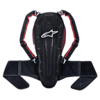 Alpinestars Nucleon KR-2 rygbeskytter, Black Smoke Red, med leddelt hvirvelsøjle-design, justerbare skulderstropper med røde detaljer og et bredt taljebælte, letvægts motorcykel-rygbeskyttelse