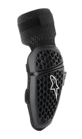 Alpinestars Bionic Plus albuebeskyttere, sort, motocross albuebeskyttelse, honeycomb-mønster til ventilation, ergonomisk buet design, tekstureret elastikrem, CE-certificeret, set fra højre side