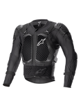 Alpinestars Bionic Action V2 beskyttelsesjakke, sort, med bikagemønstrede Cell Technology bryst- og albuebeskyttere, åndbar mesh-konstruktion, hvidt Alpinestars-logo på brystet, off-road motorcykelbeskyttelsesudstyr