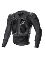 Alpinestars Bionic Action V2 beskyttelsesjakke, sort, med bikagemønstrede Cell Technology bryst- og albuebeskyttere, åndbar mesh-konstruktion, hvidt Alpinestars-logo på brystet, off-road motorcykelbeskyttelsesudstyr