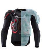 Alpinestars Tech-Air® Off-Road System, FIM-homologeret off-road og rally motorcykel airbagbeskyttelsesjakke, sort og rød, med aktiv airbagdækning på den ene side
