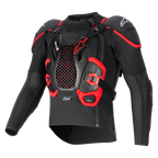 Alpinestars Tech-Air® Off-Road System, sort og rød airbag-beskyttelsesjakke med brystbeskytter i bikagestruktur og mesh.
