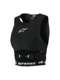 Alpinestars Stella Plasma brystbeskytter til kvinder, motocross-udstyr til kvinder, sort med hvide detaljer, mesh-chassis i sports-bh-stil, hvidt stjernelogo på brystet og logobånd forneden, justerbare sidespænder for en sikker pasform