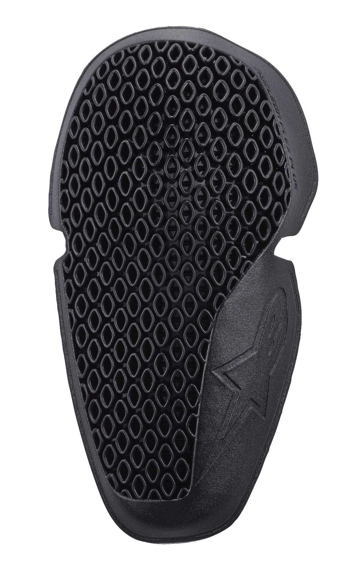 Alpinestars Nucleon Flex Plus albubeskyttere, sort motorcykelbeskyttelsesindsats med åben cellestruktur i bikubemønster til ventilation, fleksibelt ergonomisk design med præget stjernelogo, CE Level 1-certificeret stødabsorberende udstyr