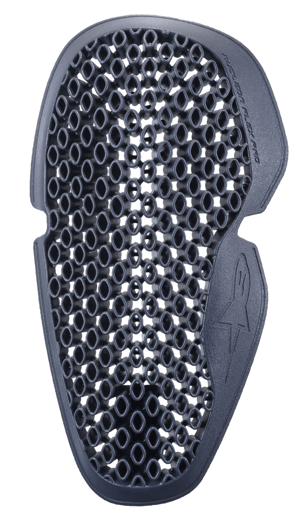 Alpinestars Nucleon Flex Pro albuebeskytter, antracitgrå, honeycomb-ventilationsmønster, kontureret ergonomisk form med præget logo, fleksibel slagbeskyttelsesindsats til motorcykeludstyr