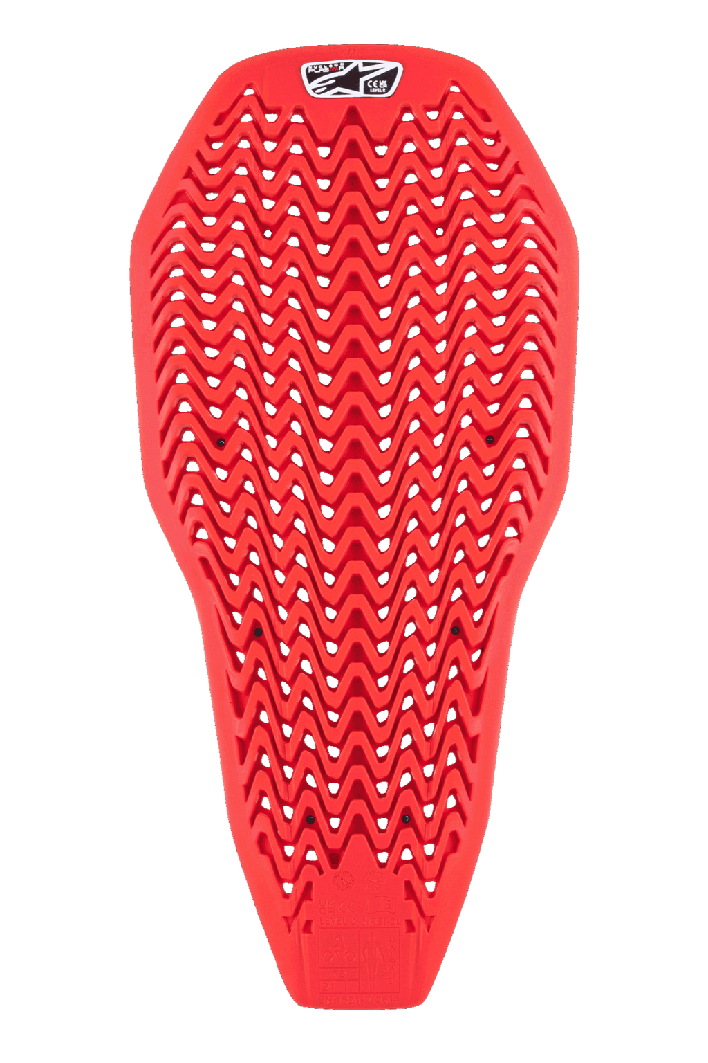 Alpinestars Nucleon Plasma Full Back Protector Insert, rød, rygbeskyttelse til motorcykel med zigzag-perforeret mønster, letvægts og fleksibelt design til ventilation, stødabsorberende beskyttelsesindsats
