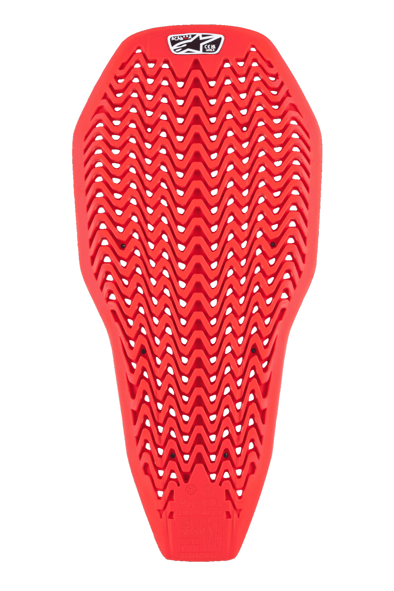 Alpinestars Nucleon Plasma Full Back Protector Insert, rød, rygbeskyttelse til motorcykel med zigzag-perforeret mønster, letvægts og fleksibelt design til ventilation, stødabsorberende beskyttelsesindsats