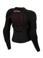 Alpinestars Bionic Plasma LT beskyttelsesjakke til unge, set bagfra, sort mesh med rød Nucleon PLASMA rygbeskytter, integreret skulder- og albuebeskyttelse, justerbar rygrem, beskyttelsesudstyr til motocross