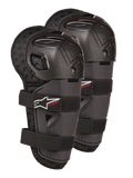 Alpinestars Bionic Action Kickstart knæbeskyttere, motocross knæ- og skinnebensbeskyttere til unge, sort med rødt KICKSTART-logo, artikuleret plastikskal og dobbelte elastiske stropper, beskyttelsesudstyr til unge off-road-kørere
