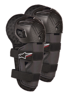 Alpinestars Bionic Action Kickstart knæbeskyttere, motocross knæ- og skinnebensbeskyttere til unge, sort med rødt KICKSTART-logo, artikuleret plastikskal og dobbelte elastiske stropper, beskyttelsesudstyr til unge off-road-kørere