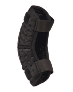 Alpinestars Youth Bionic Action Kickstart albuebeskytter, sort motocross albuebeskytter, profilvisning der viser dobbelte elastiske stropper og fleksibel perforeret polstring, holdbart off-road beskyttelsesudstyr til børn