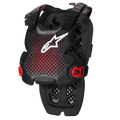 Alpinestars A-1 Pro brystbeskytter, antracitsort og rød, perforeret åndbart design med hvidt logo, justerbare remme med røde spænder, sekskantet ventilationsmønster, letvægtsbeskyttelse til motocross og off-road kørsel