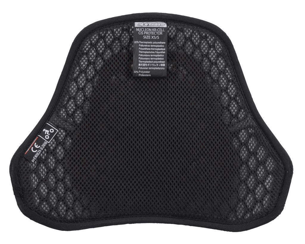 Alpinestars Nucleon KR Cell CiR-beskyttere, brystbeskytter til motorcykel, sort airmesh-interiør med bikubestruktur, CE-certificeringsmærke og blødt for for åndbarhed og komfort
