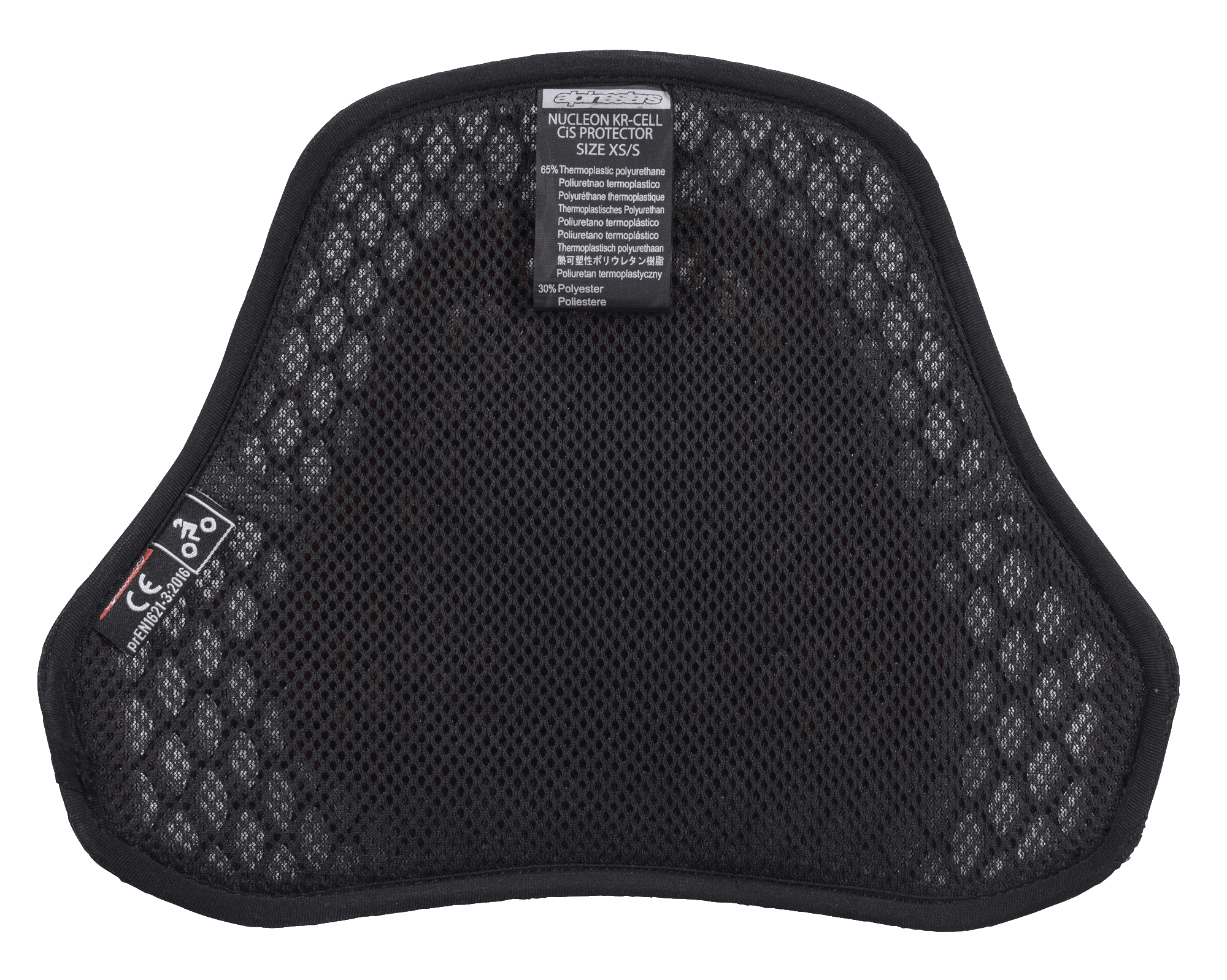 Alpinestars Nucleon KR Cell CiR-beskyttere, brystbeskytter til motorcykel, sort airmesh-interiør med bikubestruktur, CE-certificeringsmærke og blødt for for åndbarhed og komfort