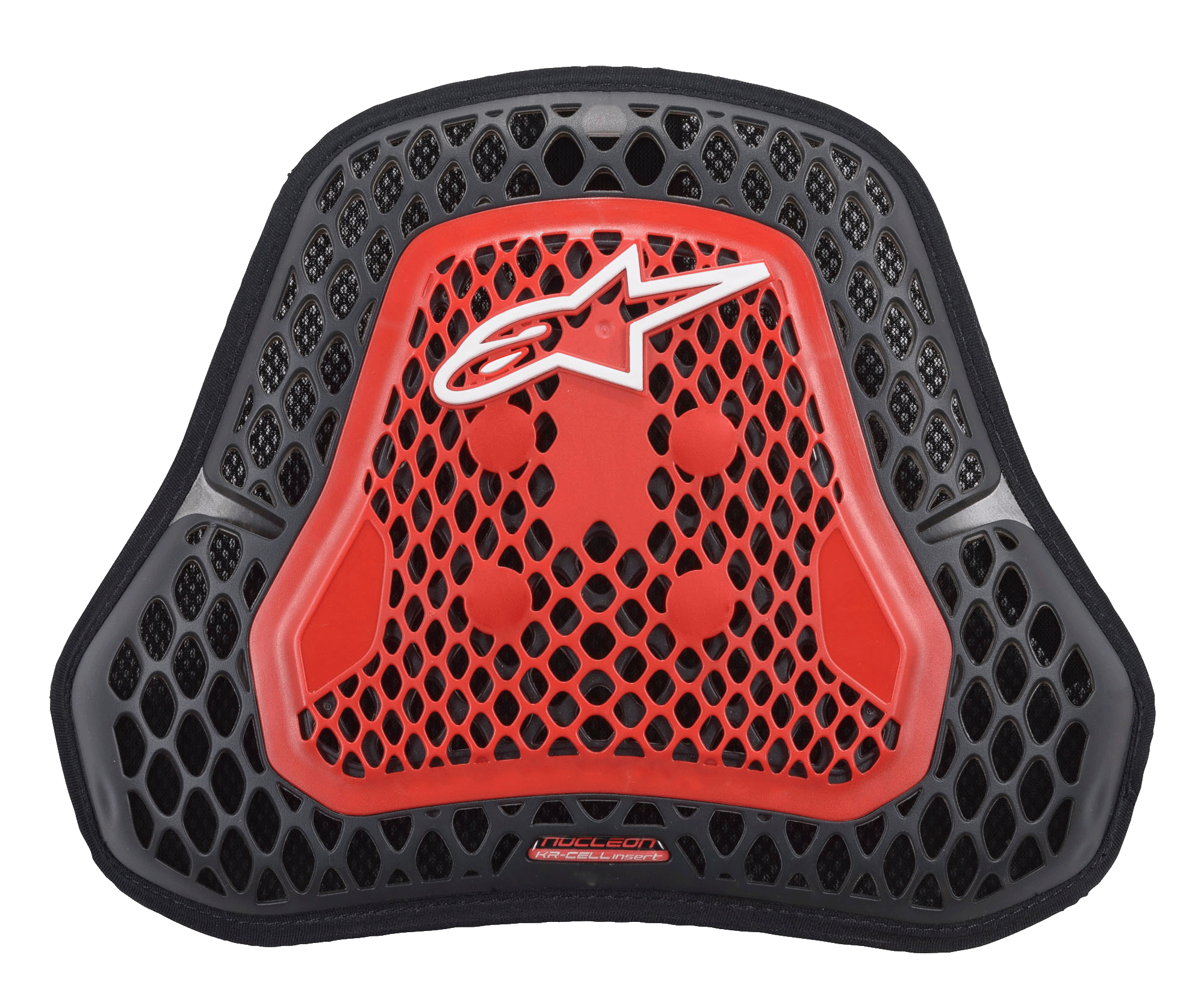 Alpinestars Nucleon KR Cell Cir brystbeskytter, motorcykel brystbeskytter, gennemsigtig smoke-rød og sort, honeycomb CELL-struktur, hvidt Alpinestars-logo, letvægts ventileret brystbeskyttelse
