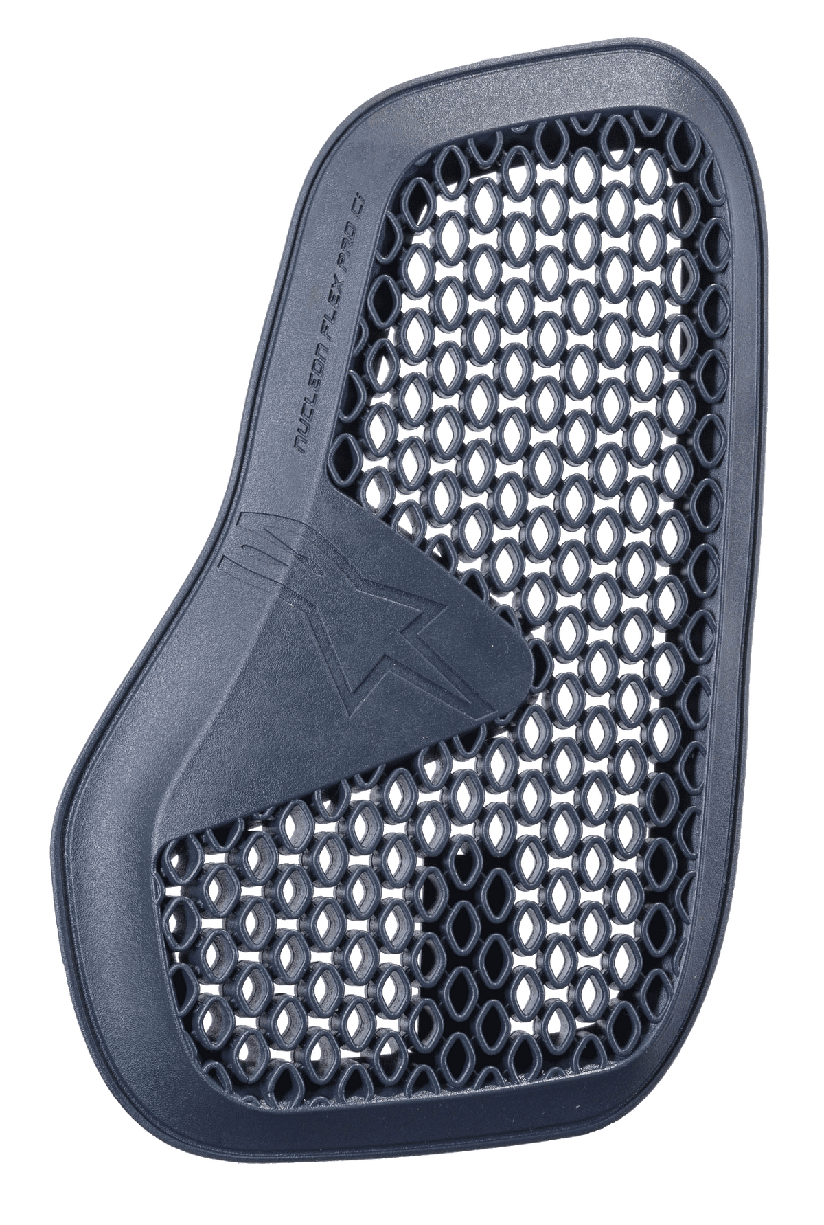 Alpinestars Nucleon Flex Pro Ci-beskytter, brystbeskytter til motorcykel, antracit, mørkegrå beskyttelsespude med honeycomb-mesh-mønster, buet ergonomisk design med præget stjernelogo, meget ventileret mikrostruktur