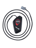 Alpinestars Tech-Air® 7X LED-display, sort dråbeformet elektronisk kontrolenhed med rød kant, tre cirkulære LED-indikatorer, flettet kabel med gråt stik, displaymodul til motorcykel-airbagsystem
