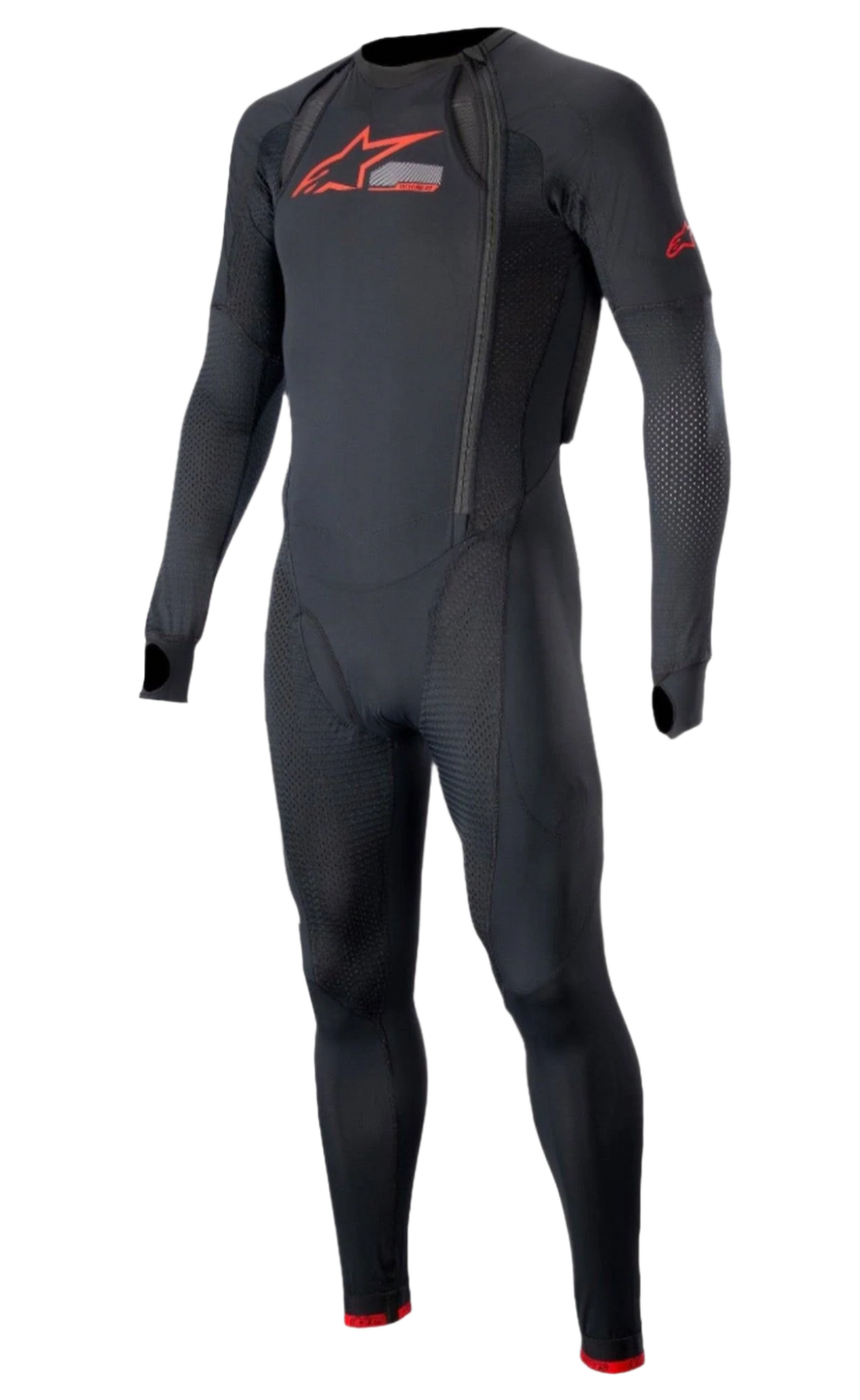 Alpinestars Tech-Air 10 Race System langt basislag, herre underdragt til motorcykelracing, sort og lys rød, åndbare mesh-paneler og teknisk materiale