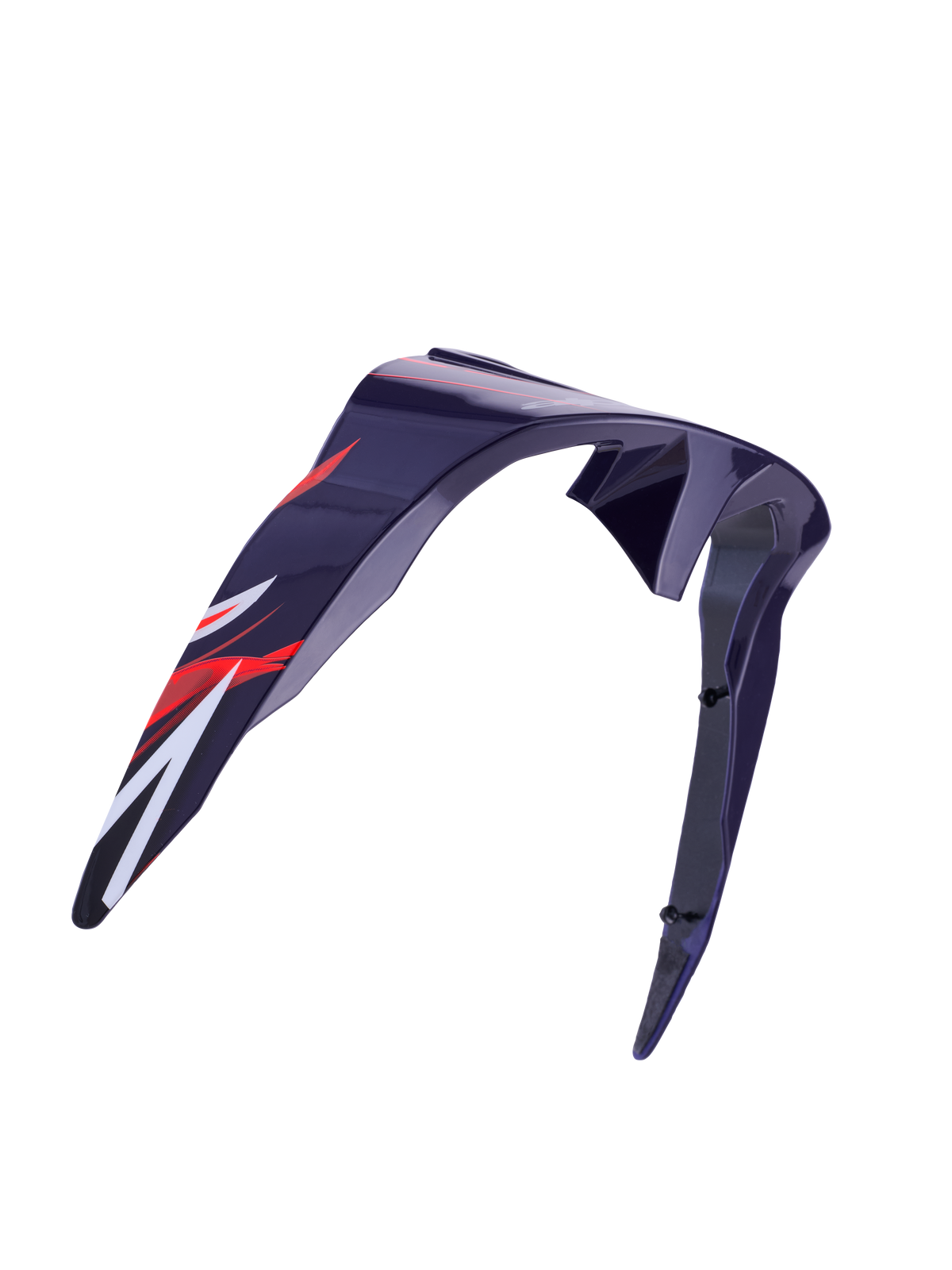 Alpinestars Supertech R10 Flyte Standard Spoiler, hjelmtilbehør, lilla og rød blank, aerodynamisk buet design med rød og hvid grafik, blank finish, officiel reservedel