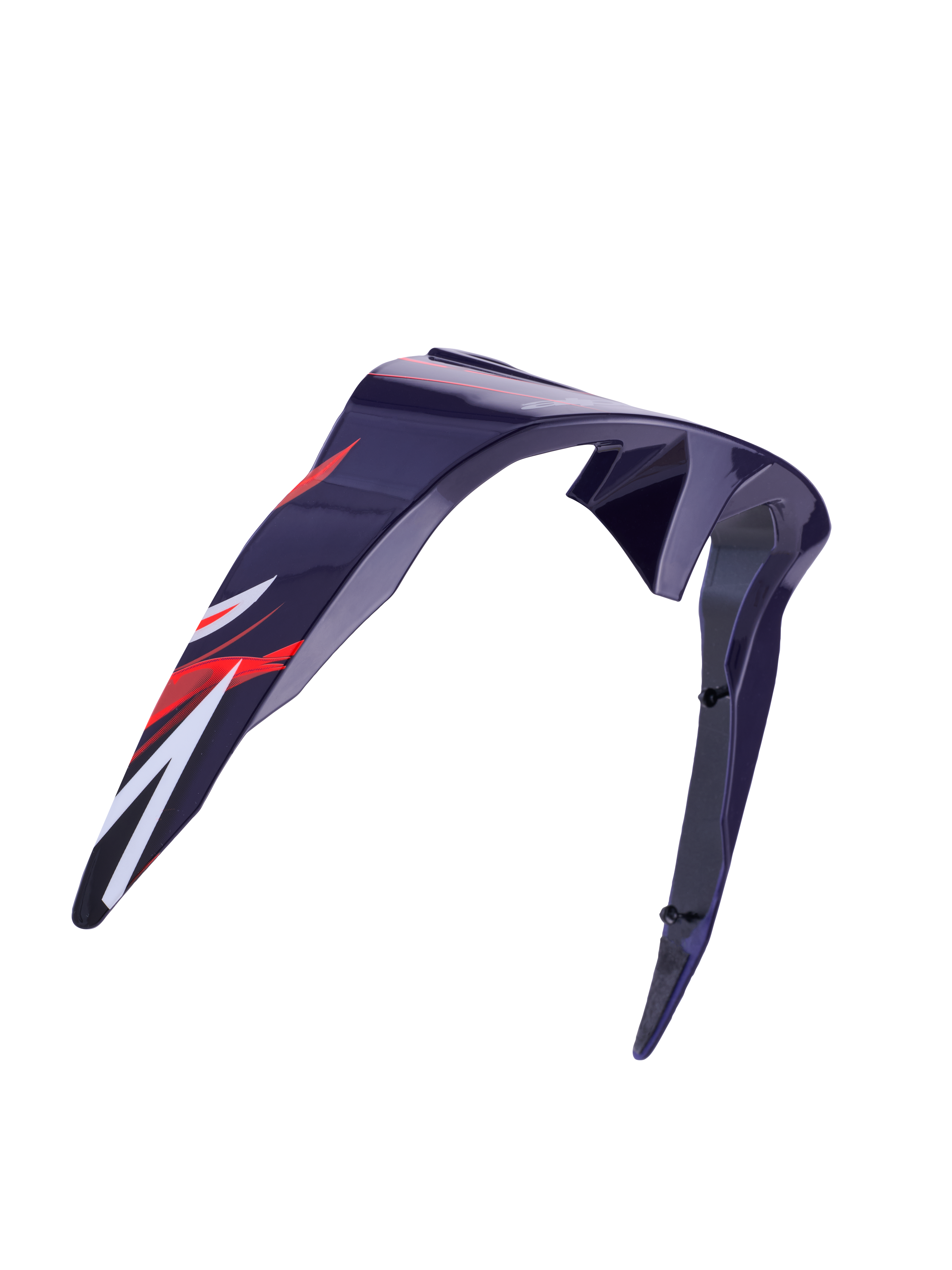 Alpinestars Supertech R10 Flyte Standard Spoiler, hjelmtilbehør, lilla og rød blank, aerodynamisk buet design med rød og hvid grafik, blank finish, officiel reservedel