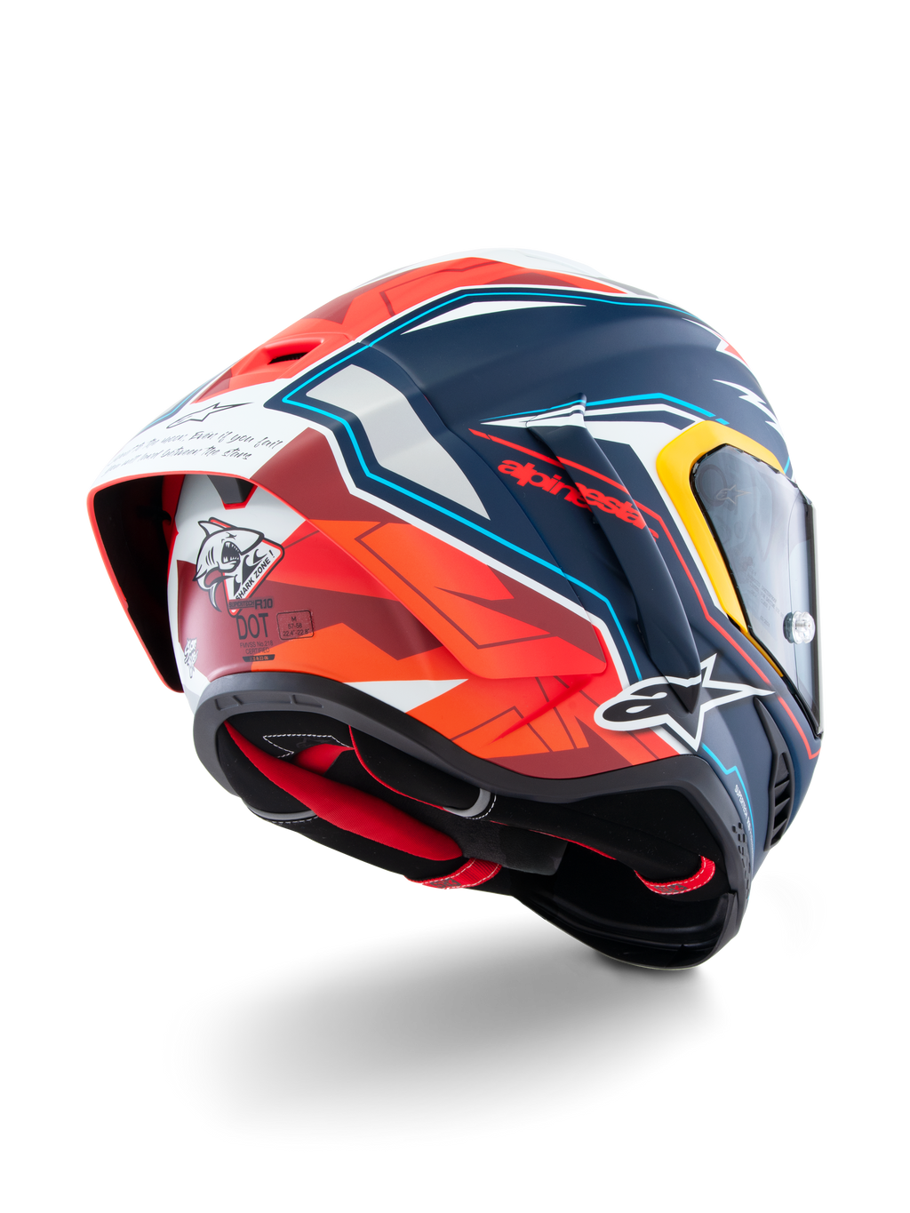 Alpinestars Hjelm Supertech R10 Acosta Begrænset Udgave, motorcykelracinghjelm, blå, rød og hvid, kulfiberkonstruktion, ECE 22.06 og DOT-certificeret