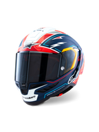 Alpinestars Supertech R10 Acosta Begrænset Udgave hjelm, motorcykelracinghjelm, blå, rød og hvid, kulfiberskonstruktion med optisk klasse 1 visir