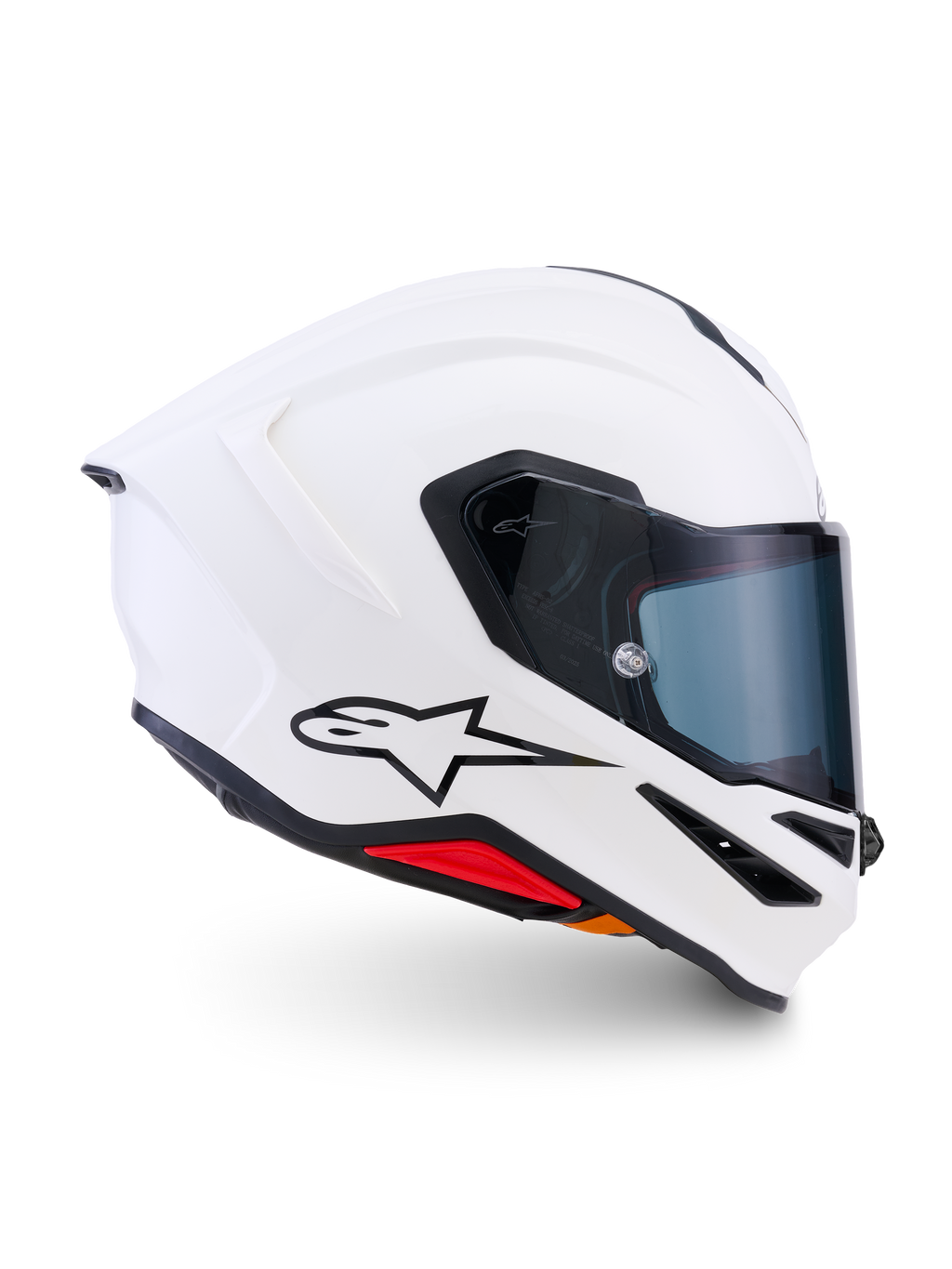 Alpinestars S-R7 Solid hjelm, fullface-motorcykelhjelm, hvid blank, aerodynamisk skal med integreret bagspoiler og klart visir, letvægts kulstofkompositkonstruktion til racer- og vejydelse