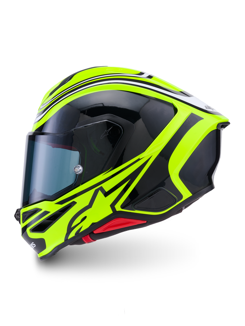 Alpinestars S-R7 Zeal Helmet ECE 22.06, full-face motorcycle road helmet, Yellow Fluo, Black and White glossy finish, carbon composite construction