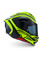 Alpinestars S-R7 Zeal Helmet ECE 22.06, full face motorcycle racing helmet, Yellow Fluo, Black and White, carbon construction