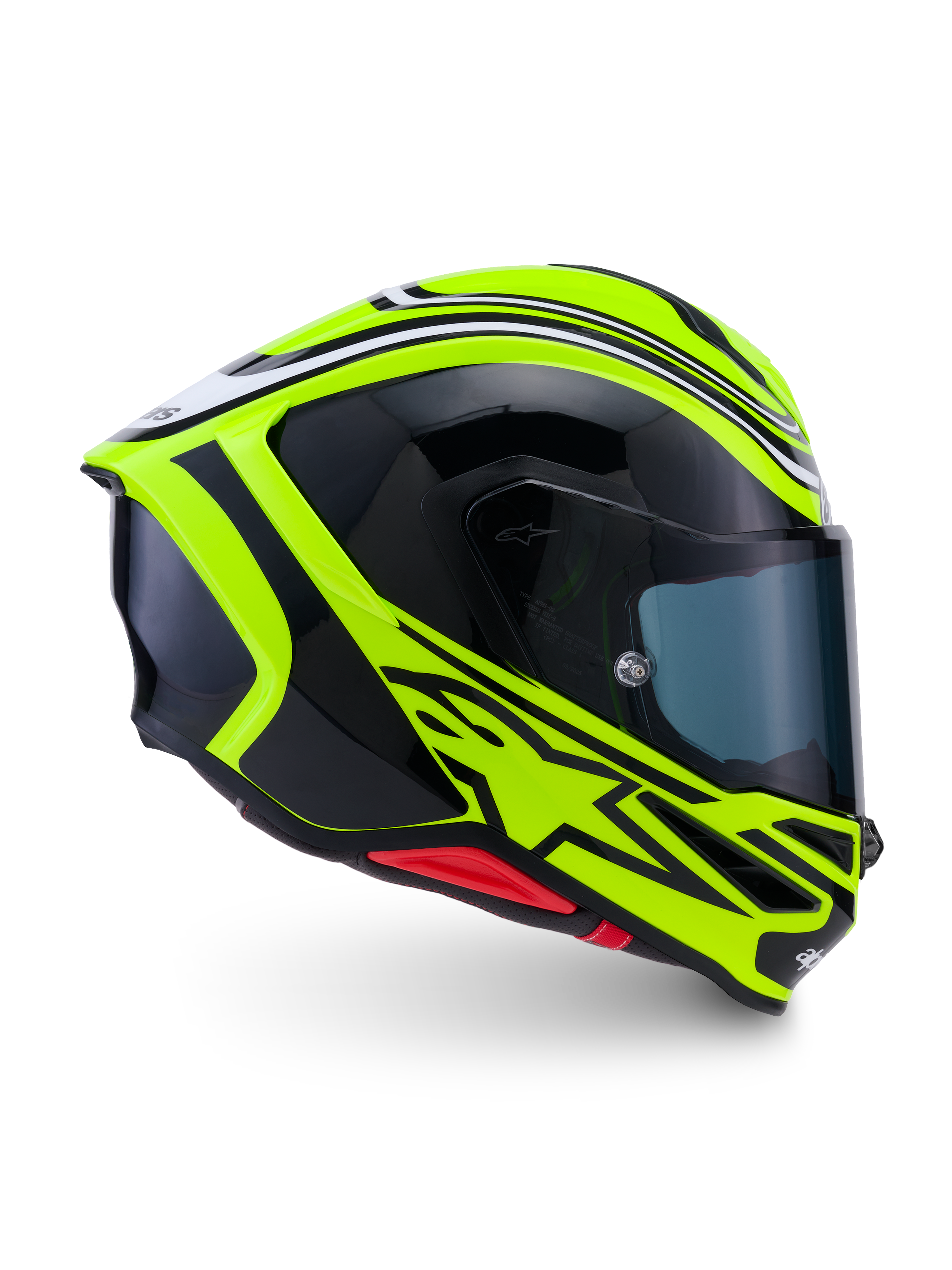 Alpinestars S-R7 Zeal Helmet ECE 22.06, full face motorcycle racing helmet, Yellow Fluo, Black and White, carbon construction